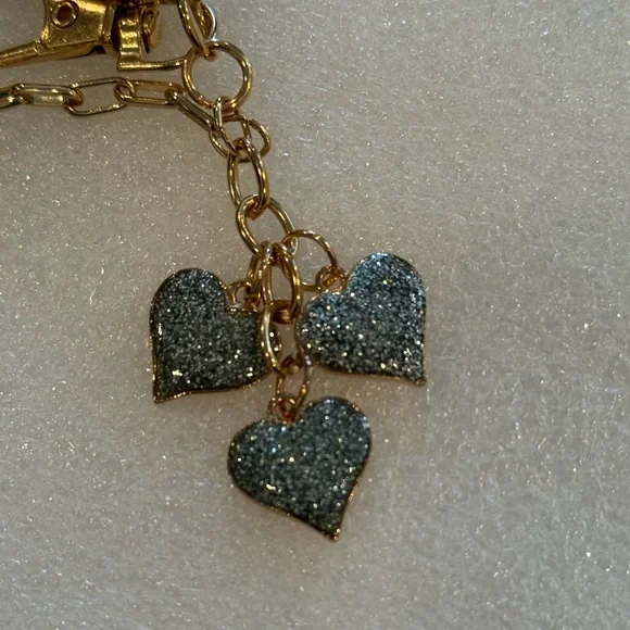 Blush Pink Tassel Keychain w/Glitter Hearts & Sprinkle Globe Charm -New -Unique - Picture 8 of 8